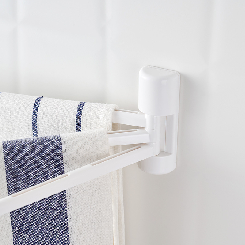 Picture of Japanese Bathroom Towel Hanger Three-Pole Rotating Towel Crossbar Rack Kitchen Rag Hanging Rod Handkerchief Rack White Hanger