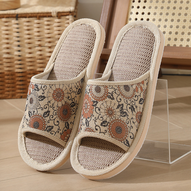 Picture of 2025 New Hotel Cotton and Linen Slippers for Women Spring, Autumn and Summer Home Couples Linen Thick-Soled Four Seasons Sandals and Slippers