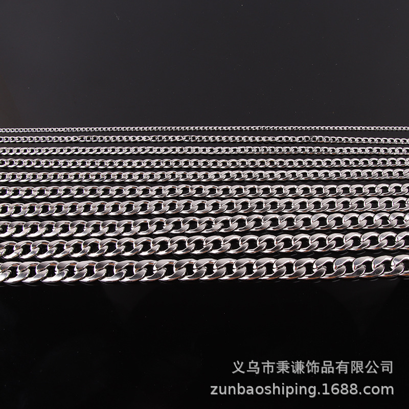 Picture of Titanium Steel Cuban Necklace Nk Chain Men's Stainless Steel Necklace Women's Sweater Chain European and American Hip-Hop DIY Jewelry Accessories