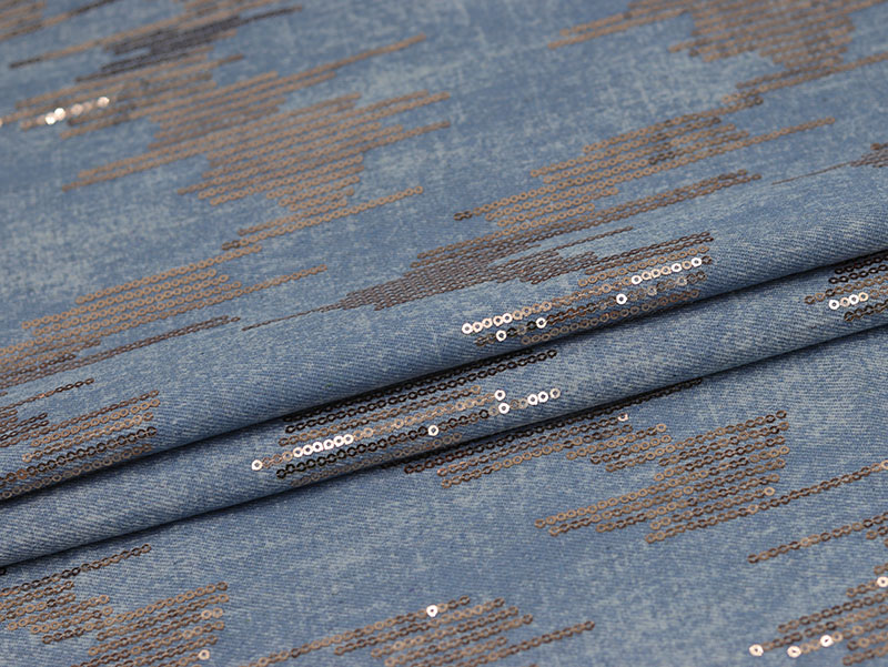 Picture of Champagne sequins dress dress washed Denim fabric clothing fabric clothing coat handmade DIY