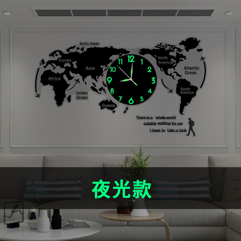 Picture of Cross-Border Map European Clock Decorative Wall Clock Living Room Simple Modern Wall Art Fashion Home Atmospheric Clock