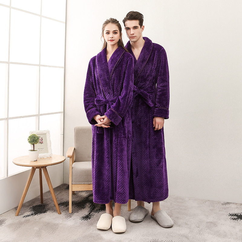 Winter Thickened and Extended European Trade Couple's Bathrobes, Women's Plus-Size Pajamas, Men's XXXL Thickened and Warm