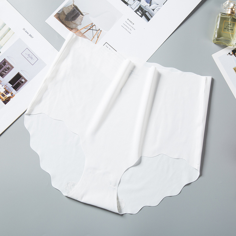 Picture of Ice Silk High Waist Underwear Women's Abdominal Tucking Traceless Large Size Solid Color Women's Underwear Cotton Crotch Breathable One-piece Underwear