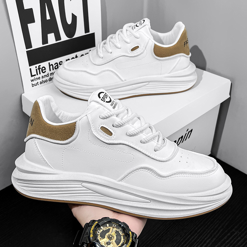 Men's Shoes Spring 2025 New All-match Platform Shoes Fashionable Simple Trendy All-match Casual White Shoes for Men