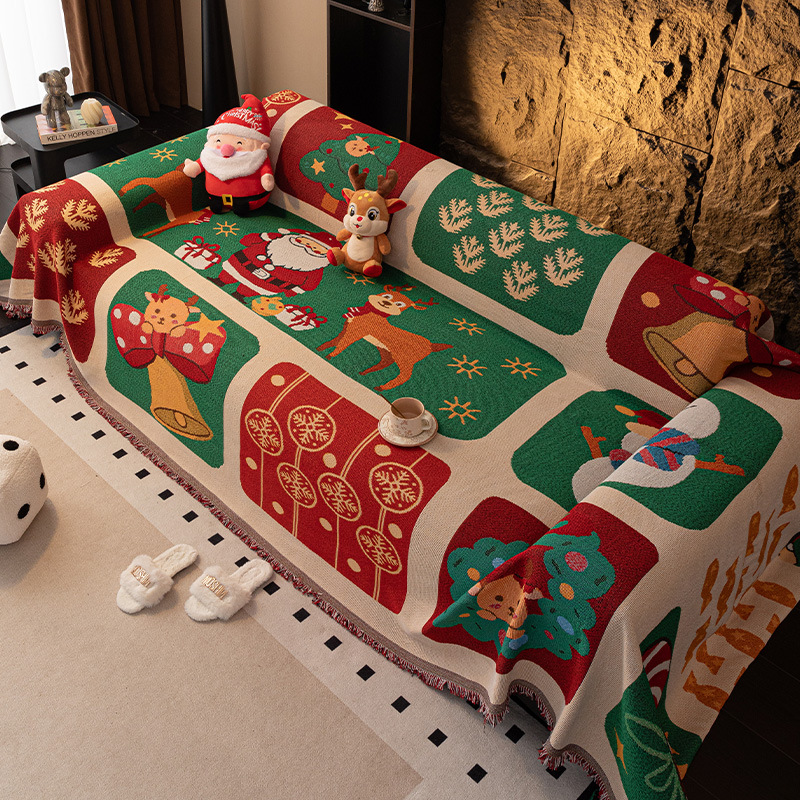 Autumn and Winter Christmas Cartoon Sofa Cushion Cover Sofa Cover Cloth Sofa Towel Universal for All Seasons Anti-Cat Scratch Anti-Slip Sofa Cover