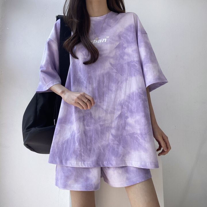 Picture of 100 Cotton Short-sleeved Shorts Sports Two-piece Suit Women's Summer Plus-sized Korean-style Casual Running Loose