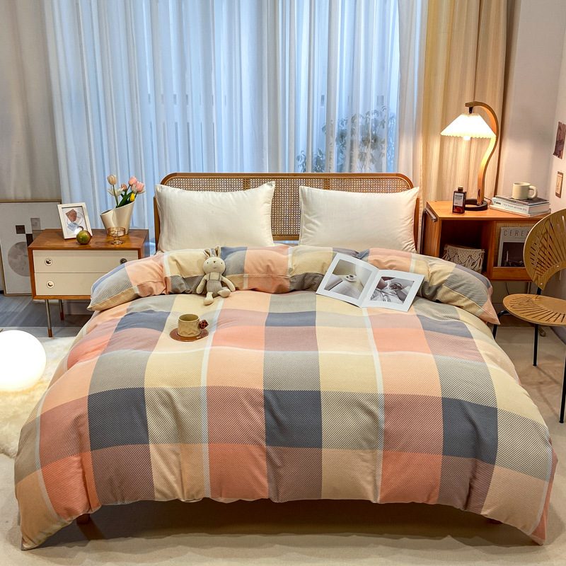 Picture of Cotton brushed duvet cover single piece modern simple single double dormitory thickened quilt cover pure cotton duvet cover single piece