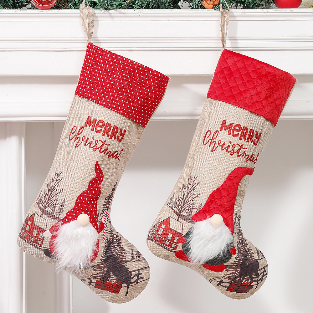 Cross-border new Christmas red Rudolf creative Christmas socks gift bag decoration candy bag Christmas tree ornaments