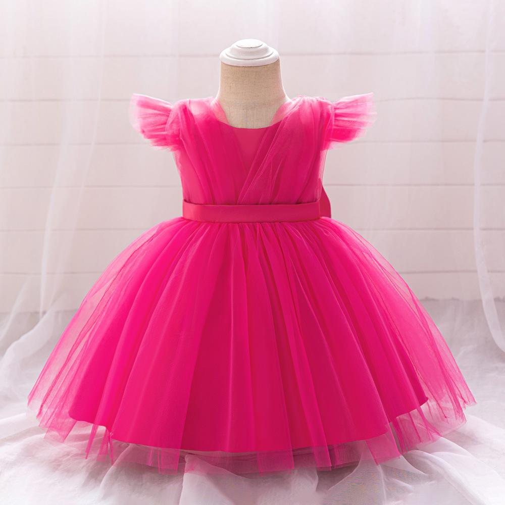 Picture of Cross-border Children's Princess Dress Small Flying Sleeves Flower Children's Puffy Mesh Girls' Dress Baby's One-year-old Wash Party Dress