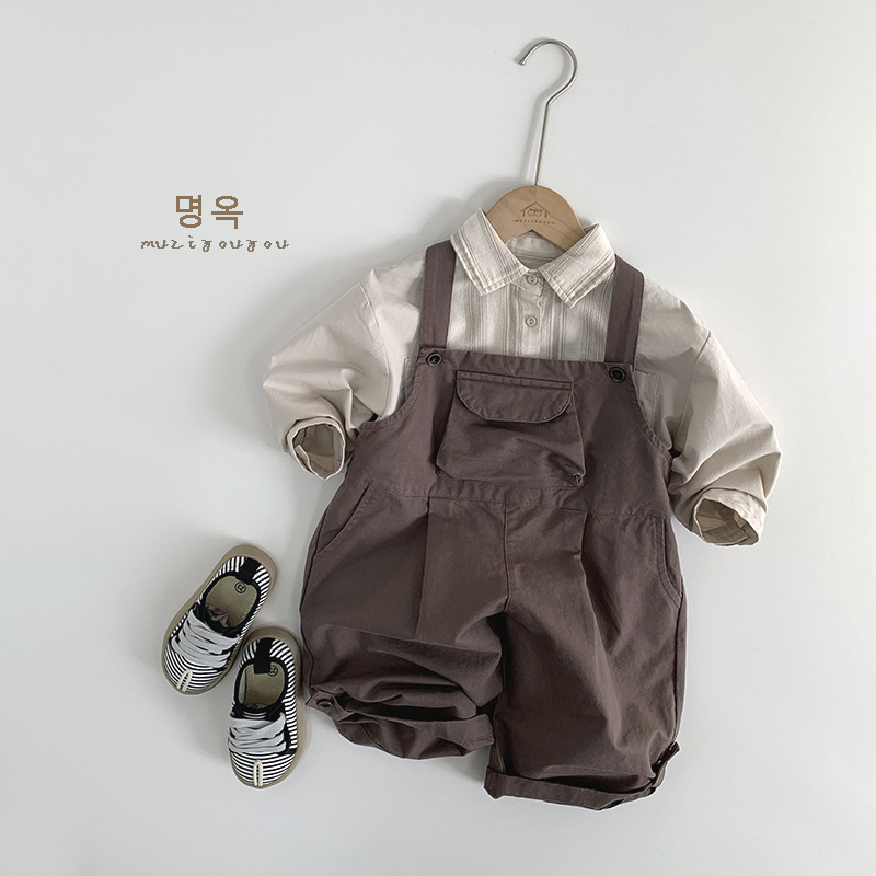 Picture of Literary style ~ children's contrast color personality shirt 2025 spring new boys and girls baby Japanese fashion children's coat batch