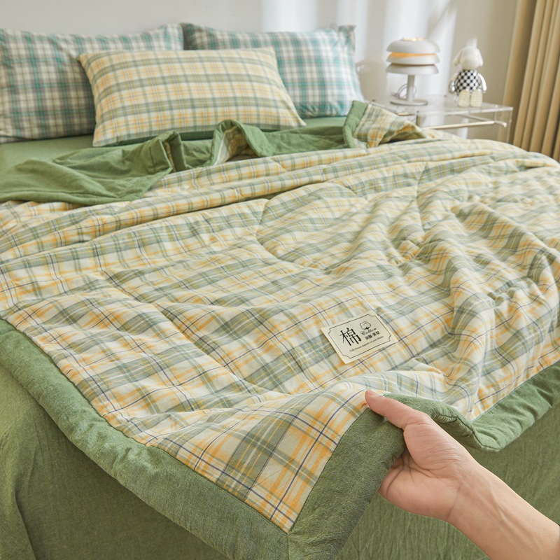 Picture of Class A Maternal and Infant Grade Xinjiang Cotton Summer Quilt Non-printed Wind-washed Cotton Summer Cool Quilt Plaid Air-conditioning Quilt Summer Thin Quilt