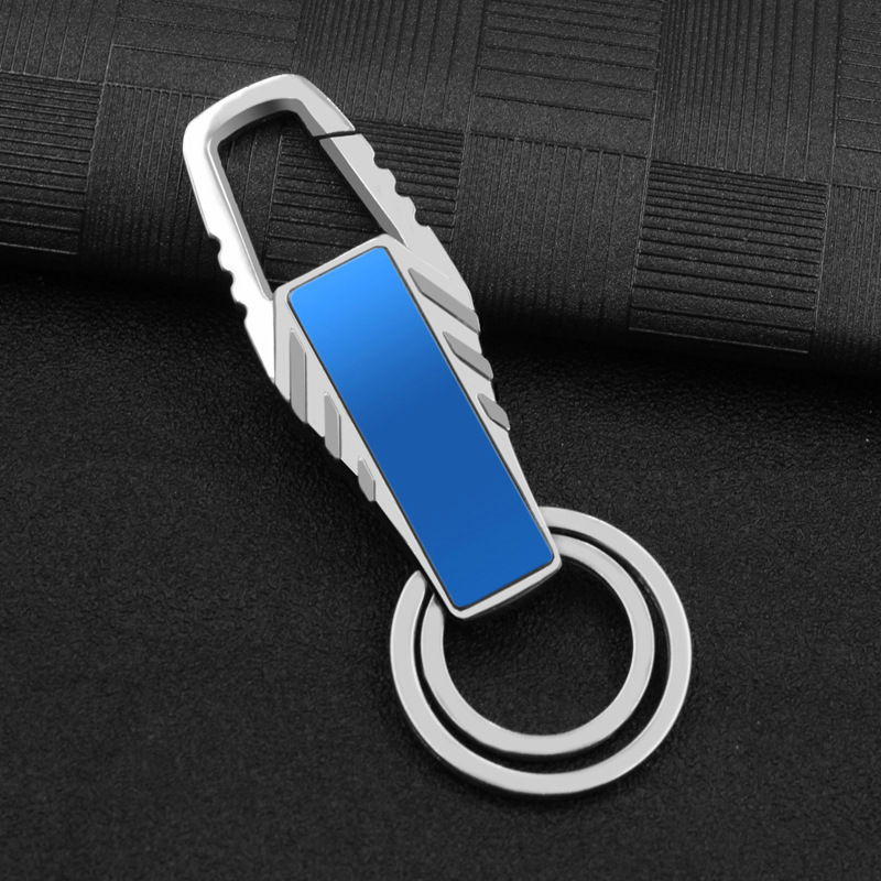 Double-sided men's metal car license plate keychain laser engraving lettering LOGO advertising key chain small gift