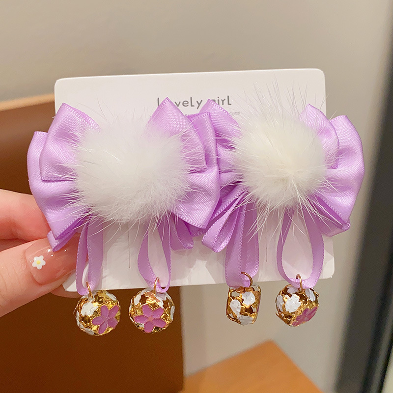 Picture of Children's Hairpin Headdress Little Girl Head Flower Cute Wig Braid Performance Bow Hairpin New Year's Eve Hair Accessories