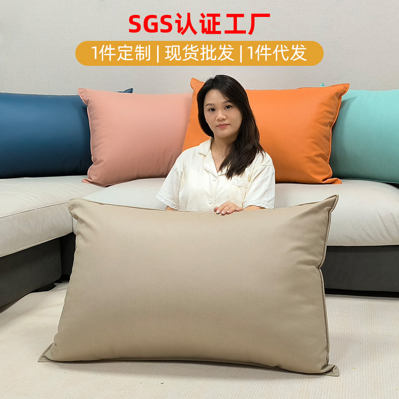 Technology Cloth Pillow Pillow Case Light Luxury High-end Living Room Leather Sofa Waist Pillow Large Back Cushion Pillow Pillow Without Core