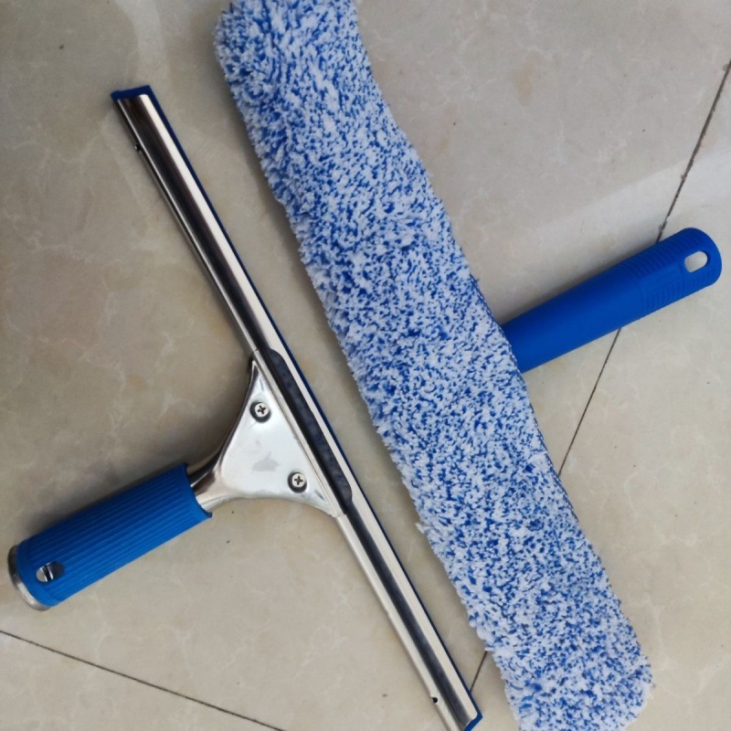 Thickened blue glass scraper plus water applicator thickened