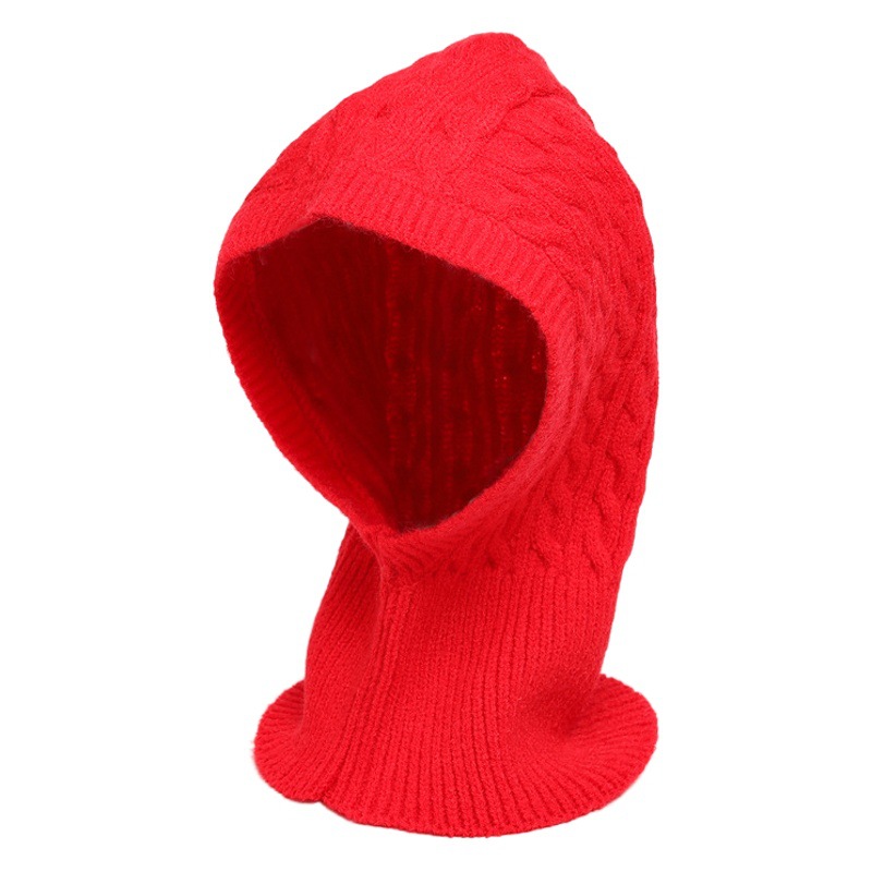Hat scarf integrated winter outdoor riding warm ear protection hat knitted wool scarf all-match solid color twist