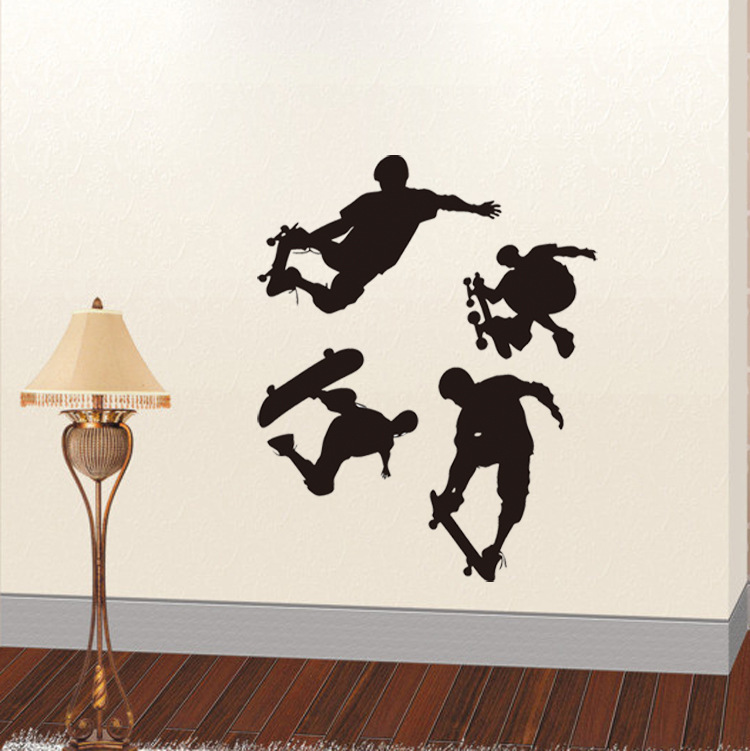 Picture of 5706 Cross-Border Pvc Cut Out Carved Wall Stickers Skateboard Boy Removable Wall Stickers