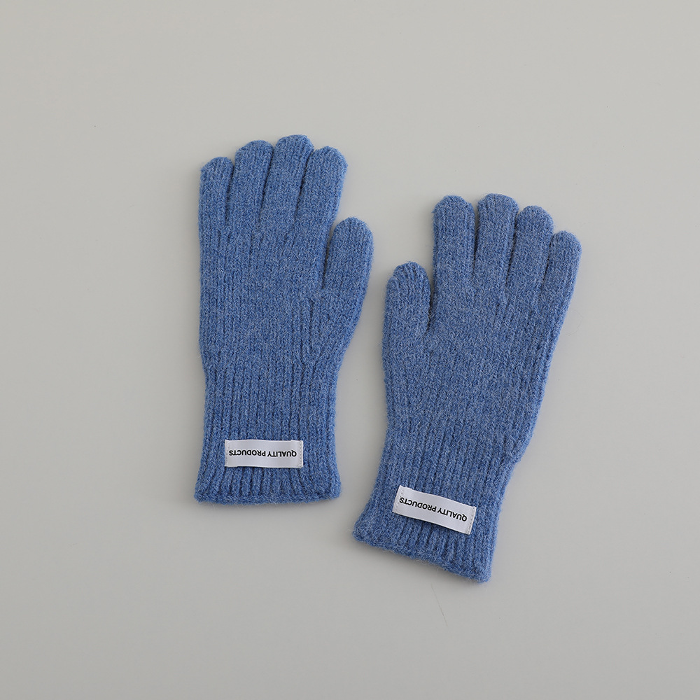 Picture of Winter Children's Knitted Gloves Middle School Students' Knitted Five-Finger Gloves with Exposed Thumb and Index Finger Students Writing Gloves