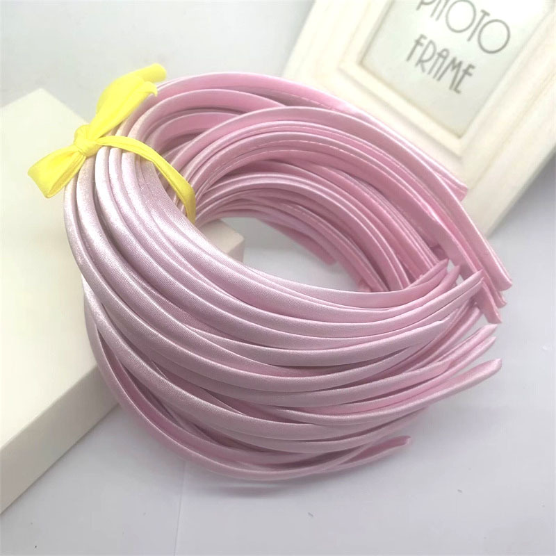 Picture of 10mm Candy-Colored Cloth-Wrapped Thickeneded Headband DIY Hairband Material Hair Accessories 1cm Satin Set Cloth Headband
