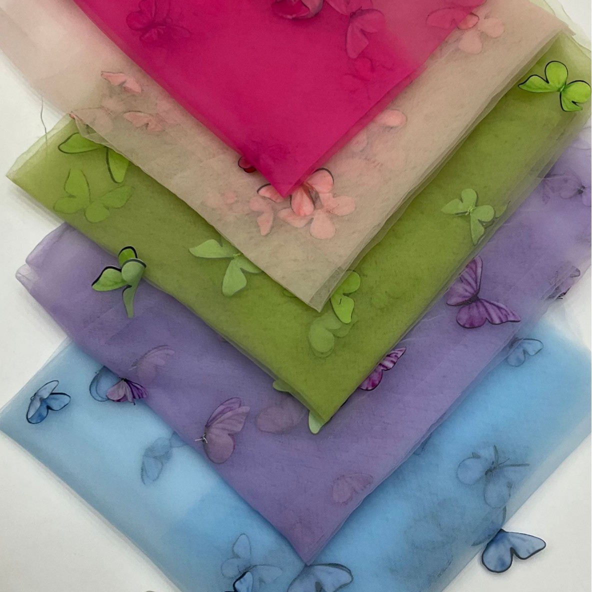 3D Stereo Butterfly Grass Green Mesh Soft Skirt Window Screen DIY Kindergarten Environmental Creation Scene Gauze Fabric
