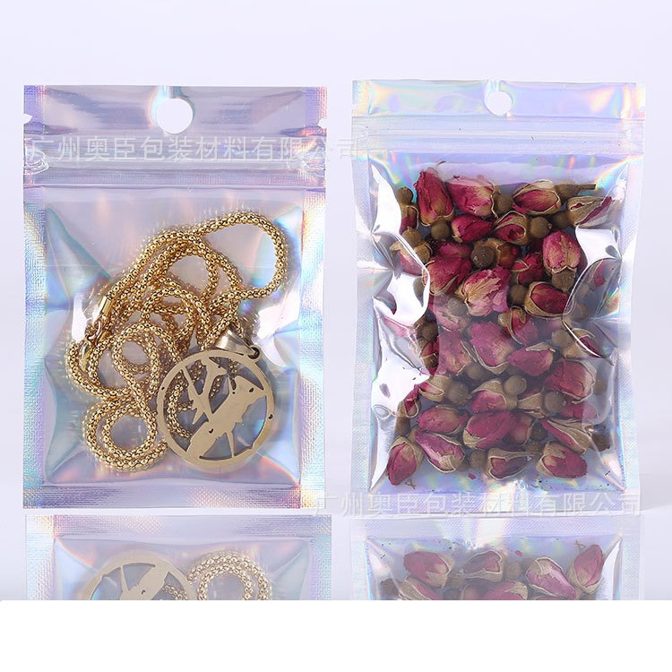 Picture of Laser Self-sealing Bag Small Star Magic Color Bag Data Line Yin and Yang Bag Digital Flash Aluminum Foil Plastic Bag Jewelry Bag
