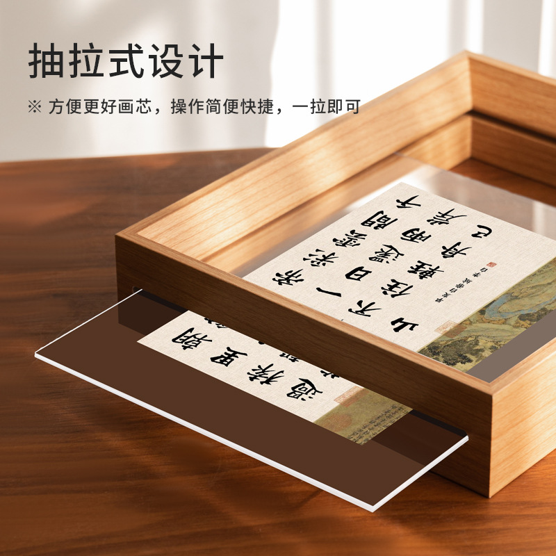 Picture of Log color wood DIY handmade double-sided transparent glass wholesale photo frame calligraphy display frame specimen frame pull-out