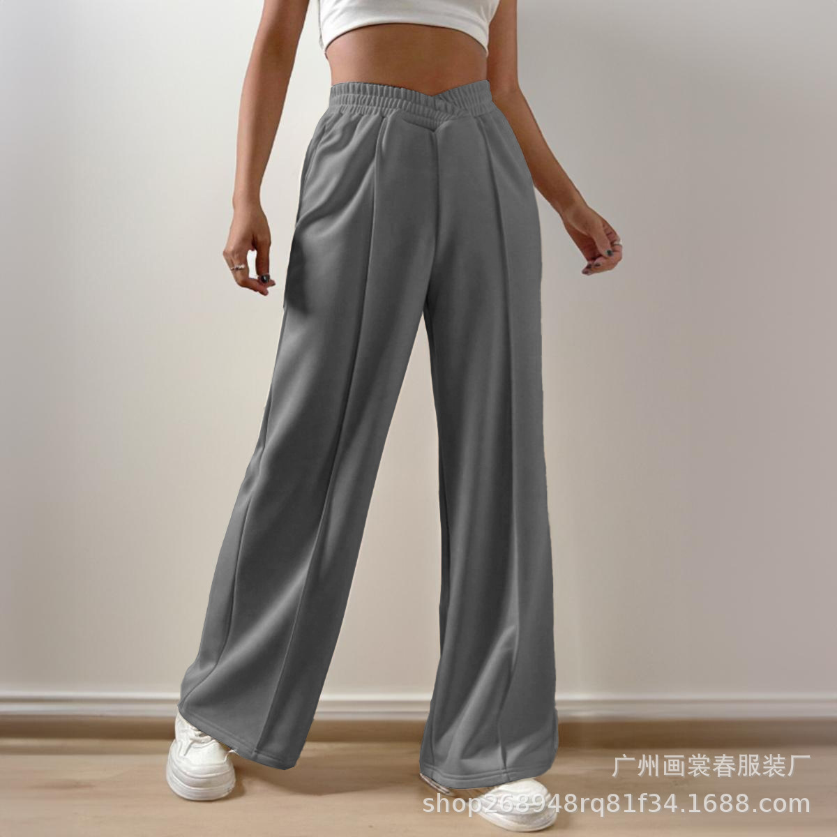 Picture of 2023 AliExpress Cross-border Women's Loose Casual Pants Comfortable Home Pants Solid Color Casual Wide Leg Sports Pants