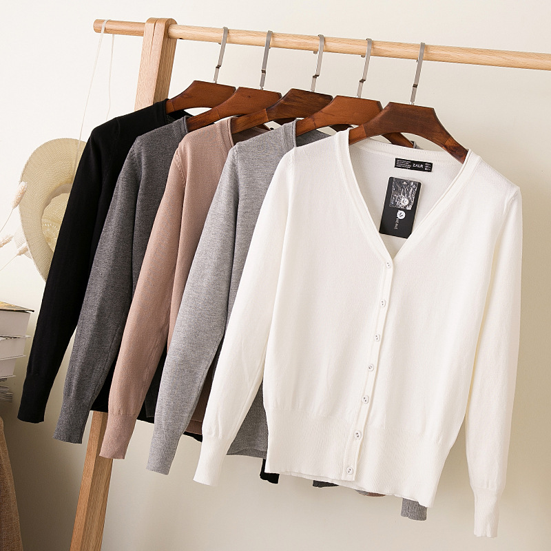 Picture of Foreign trade export spring and autumn loose sweater sweater top women's cardigan thin spring and autumn long sleeve coat