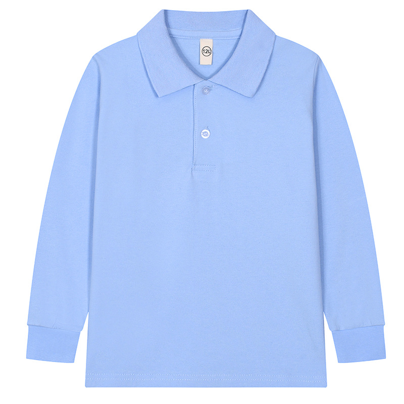 Picture of Boys' polo shirt long sleeve T-shirt children's cotton school uniforms girls lapel garden clothes White bottoming shirt a generation of hair