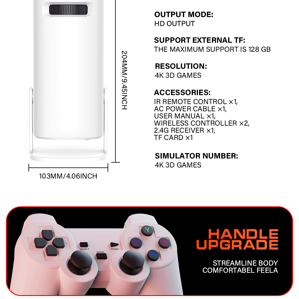 Picture of Cross-Border Export White M300Max Game Projector Home New High-Definition Portable Screen Barrel Projector