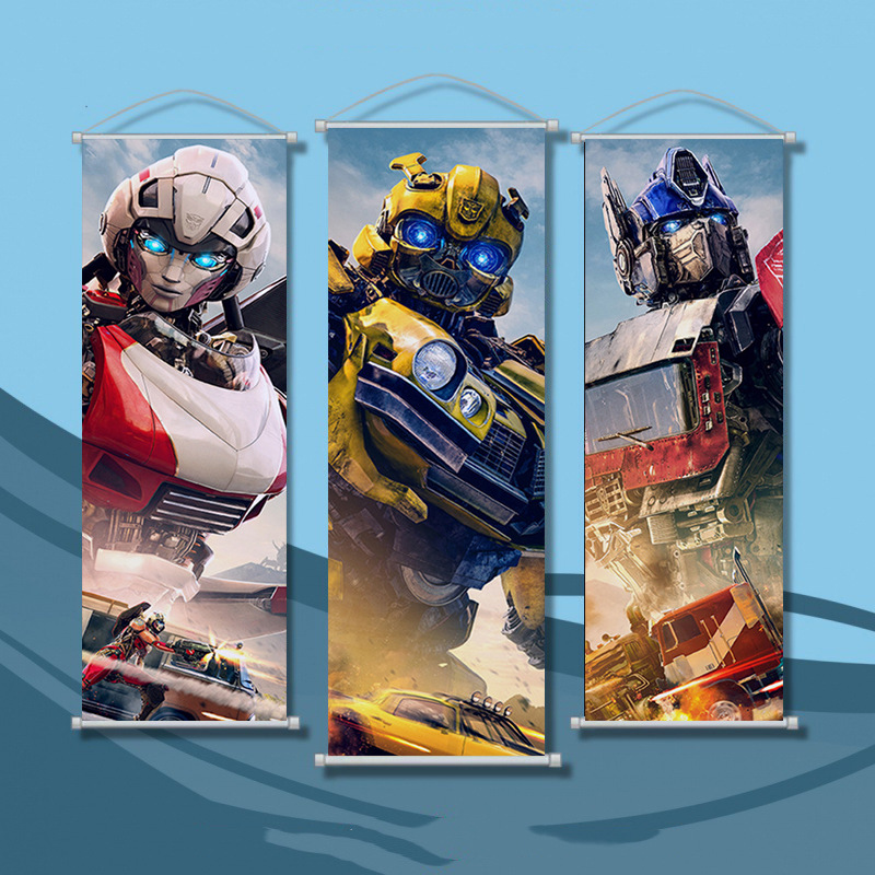 Transformers super warrior rise decorative hanging painting European and American movie peripheral poster cloth painting indoor scroll hanging painting