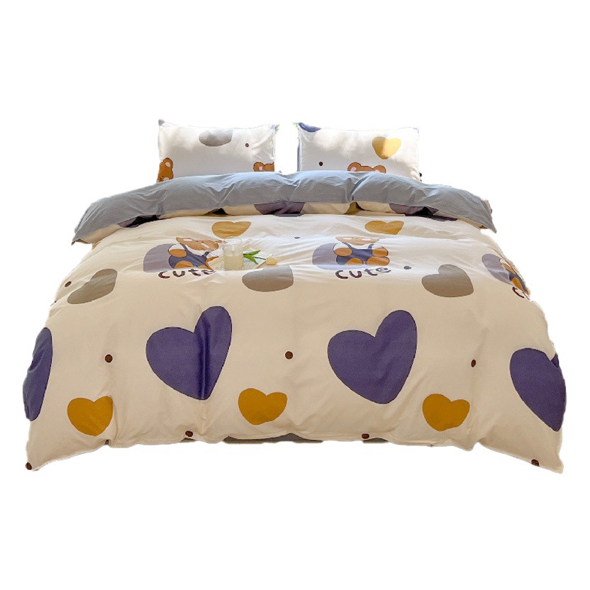 Picture of Small Fresh Summer Four-piece Bed Sheet Quilt Cover Single Student Dormitory Three-piece Cartoon Bedding