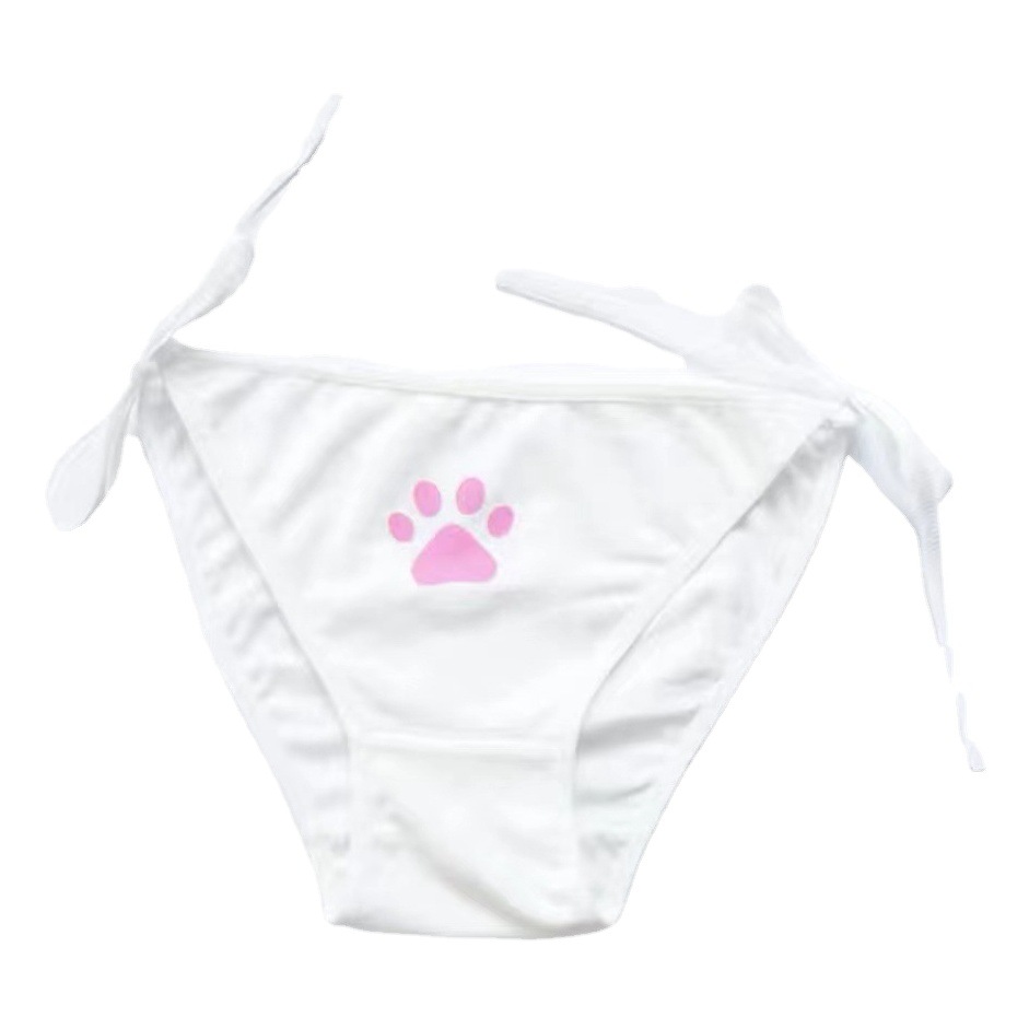 Sweet Little Meow Claw Japanese Style Pure Cotton Underwear Women's Low Waist Lace-up Detachable Strap Two-dimensional Girl's Briefs
