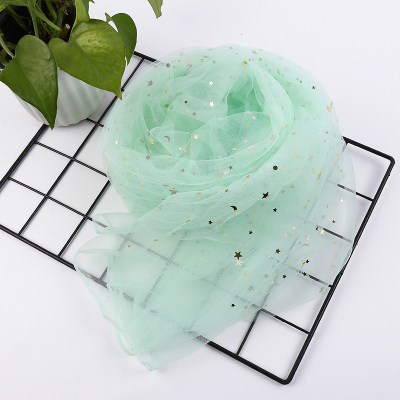 Picture of Can be used for cutting star and moon yarn sequins cloth net red yarn soft veil mesh gauze hand gift decorative gauze star yarn