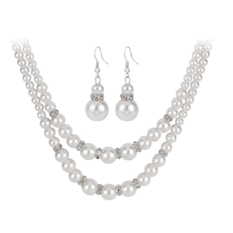 Picture of Cross-Border Resources Good-Selling Pearl Necklace Set, Double-Layered Pearl Necklace, Evening Elegant and Versatile Accessories