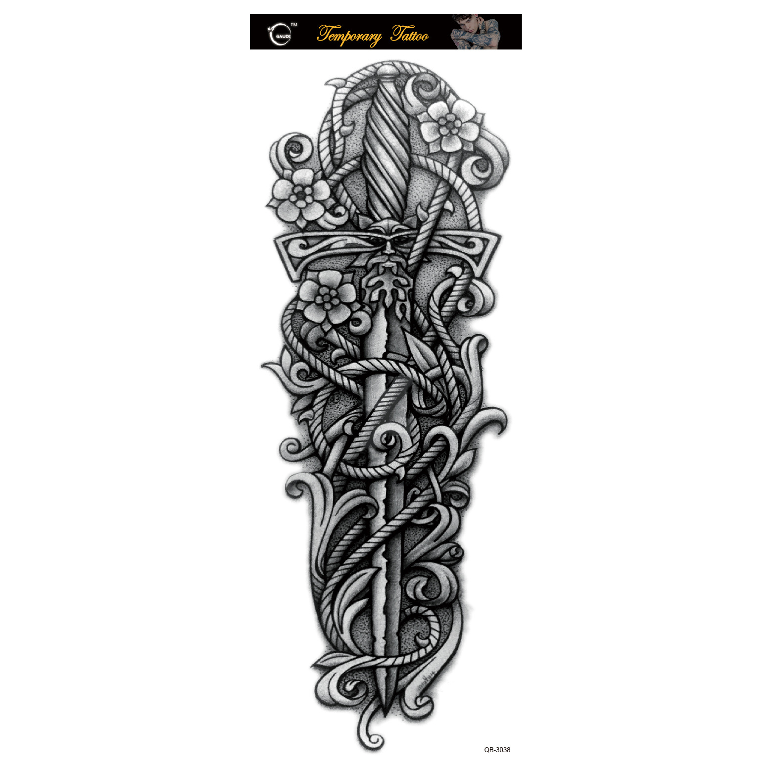 Picture of Large Flower Arm Tattoo Sticker Full Arm Waterproof Tattoo Temporary 400 Optional Full Arm Tattoo Sticker