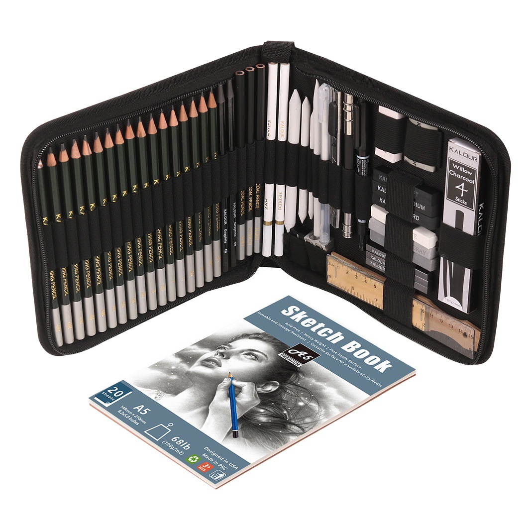 Cross-border Hot Sale 54 Pieces Sketch Pencil suit Art Painting Pencil Professional Sketch Kit