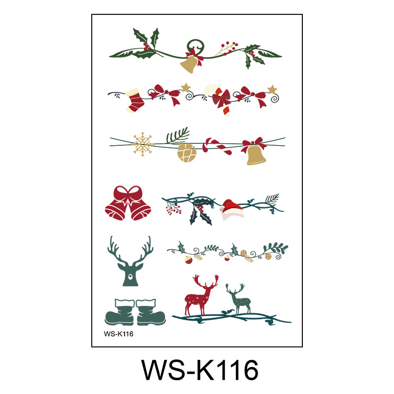 Picture of New Christmas Tattoo Sticker Children Cartoon Holiday Party Atmosphere Eco-friendly Waterproof Face Sticker Elk Tattoo Sticker