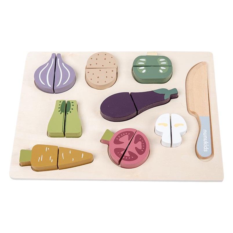 nunukids Planar Vegetables Cut and Cut Play Toys Jigsaw Puzzle Puzzle Wooden Toys Wholesale