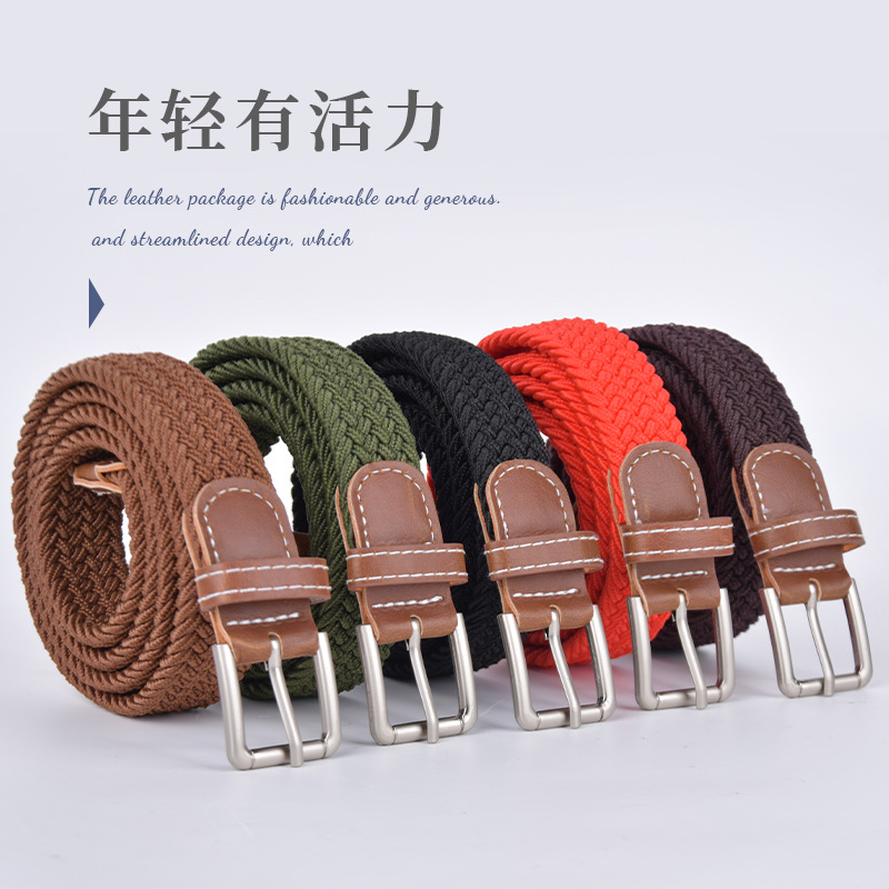Punch-free Belt Women's All-match Jeans Canvas Belt Braided Elastic Pin Buckle Student Lazy Cloth Belt