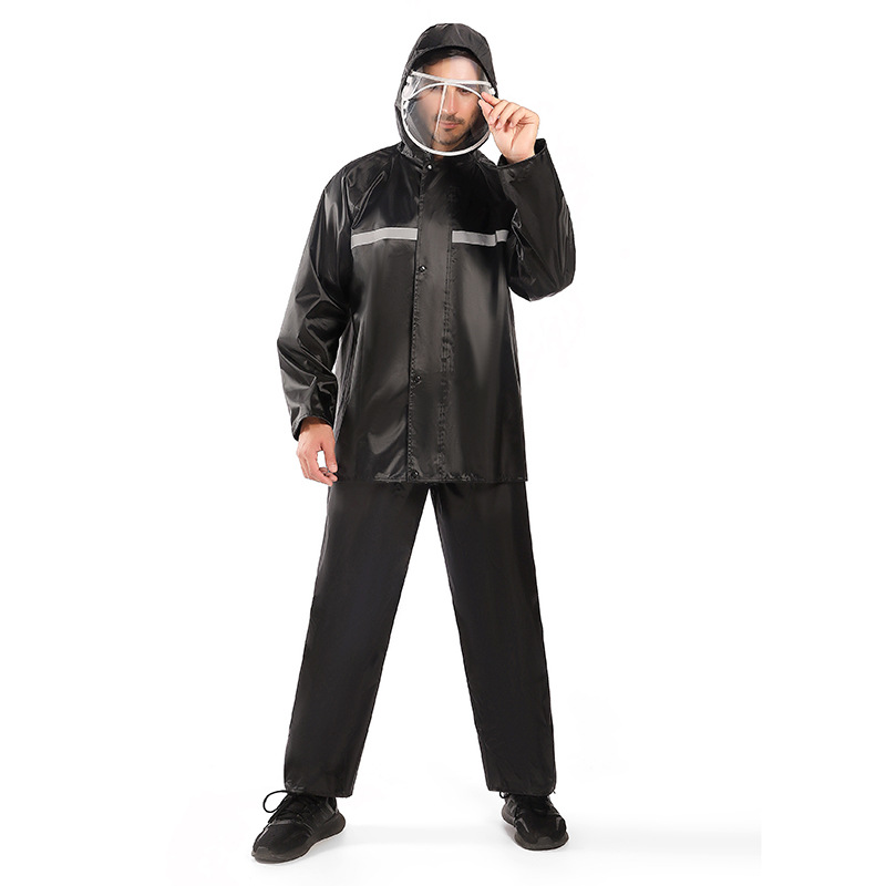 Picture of Wholesale Oxford Cloth Raincoat Split Adult Labor Protection Outdoor Riding Reflective Split Raincoat Rain Pants Set