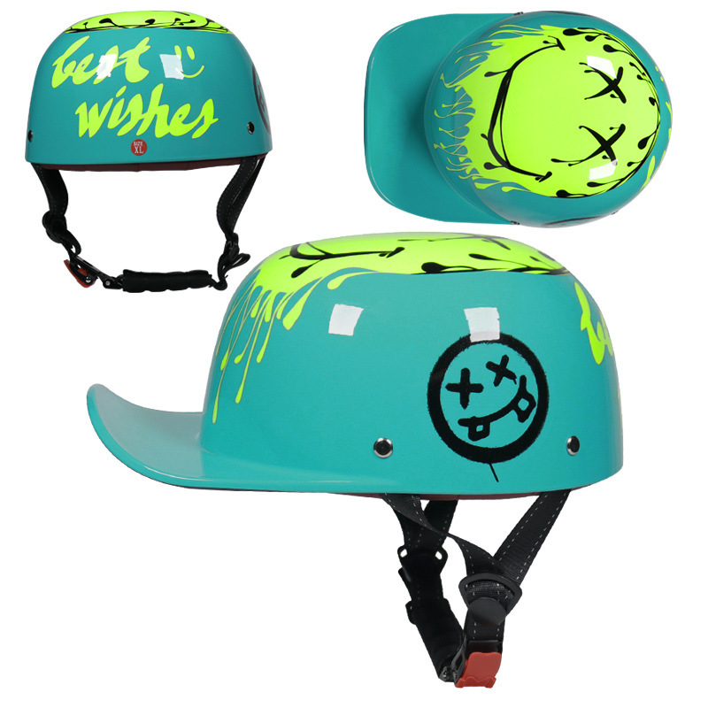 3C Retro  Personalized Baseball Cap for Men and Women Painted Helmet Scoop Helmet Peaked Cap Helmet Electric Vehicle Half Helmet Cycling