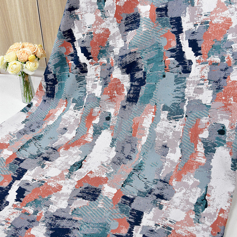 Contrast abstract cotton and linen jacquard fabric pillow cushion sofa fabric high precision yarn-dyed jacquard garment fabric