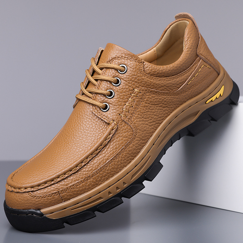 2025 Autumn and Winter New Men's Business Casual Leather Shoes Men's Handmade Lace-up Leather Men's Shoes Round Shoes 6303