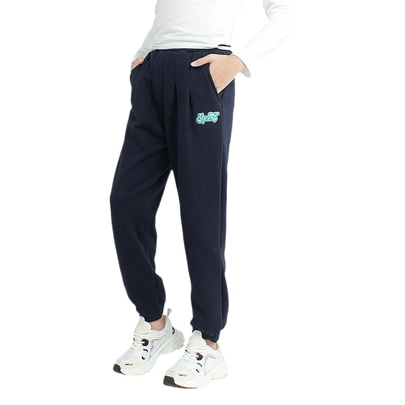 Picture of Winter Korean Style New Children's One-piece fleece-lined Trousers Large Children's Warm Sports Sweat Pants Girls' Pants for Hair