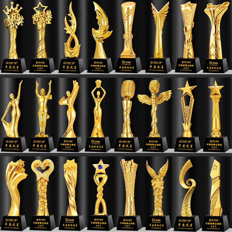 Picture of Crystal Trophy Customized Resin Trophy Color Printing Wooden Glass Trophy Outstanding Staff Annual Meeting Competition Medal Customized