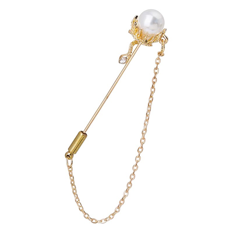 South Korea fashion retro small snake pearl pin brooch chain tassel brooch palace style cardigan coat pin