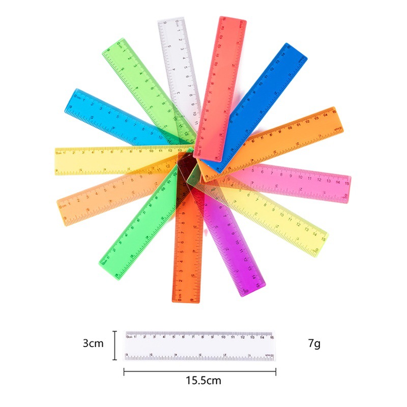 Advertising ruler 15cm color plastic ruler color transparent ruler learning tools simple ruler support wholesale