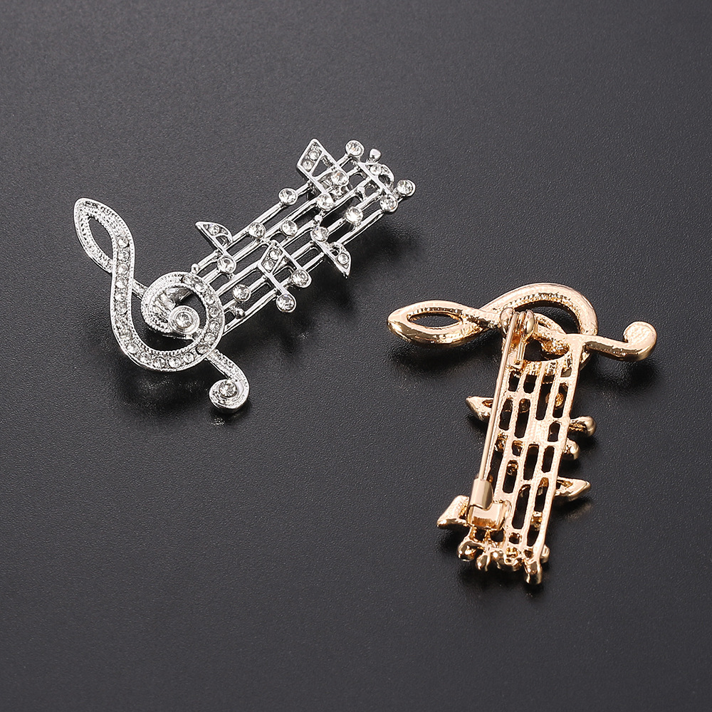 Picture of Elegant musical note music rhythm brooch inlaid with full diamond beating note pin bag clothes accessories spot