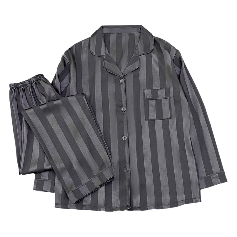 French ins simple striped pajamas women's spring and summer new long sleeve students can wear home suit real shot wholesale
